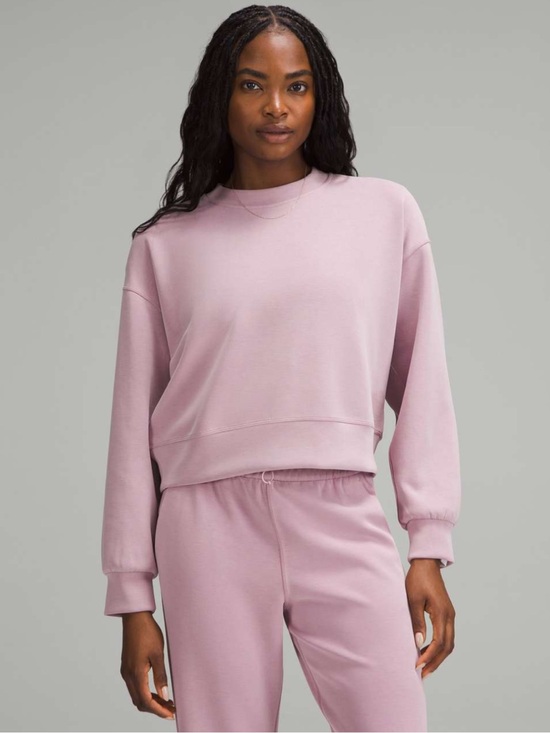 lululemon athletica Sweaters - Lululemon Softstreme Perfectly Oversized Cropped Crew in Pink - Size 4